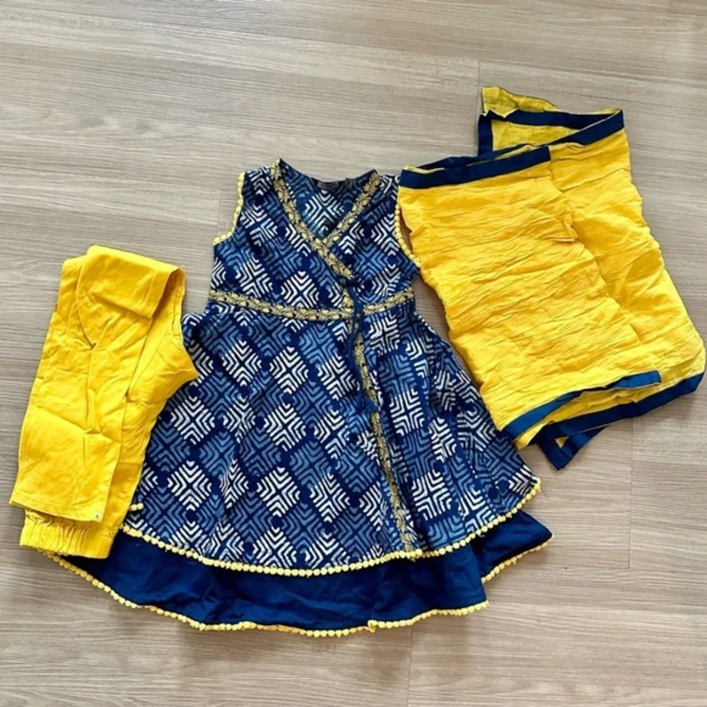 Yellow and Blue Salwar Kameez for girls 2Y